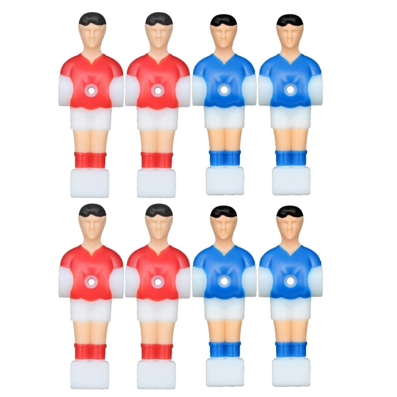 figurines joueurs football table footsball rouge bleu uniforme sport stylisées fixations tronc
