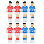 figurines joueurs football table footsball rouge bleu uniforme sport stylisées fixations tronc