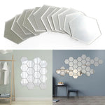 miroir hexagonal acrylique adhésif mural décoratif mosaïque brillant argenté doré gris clair moderne