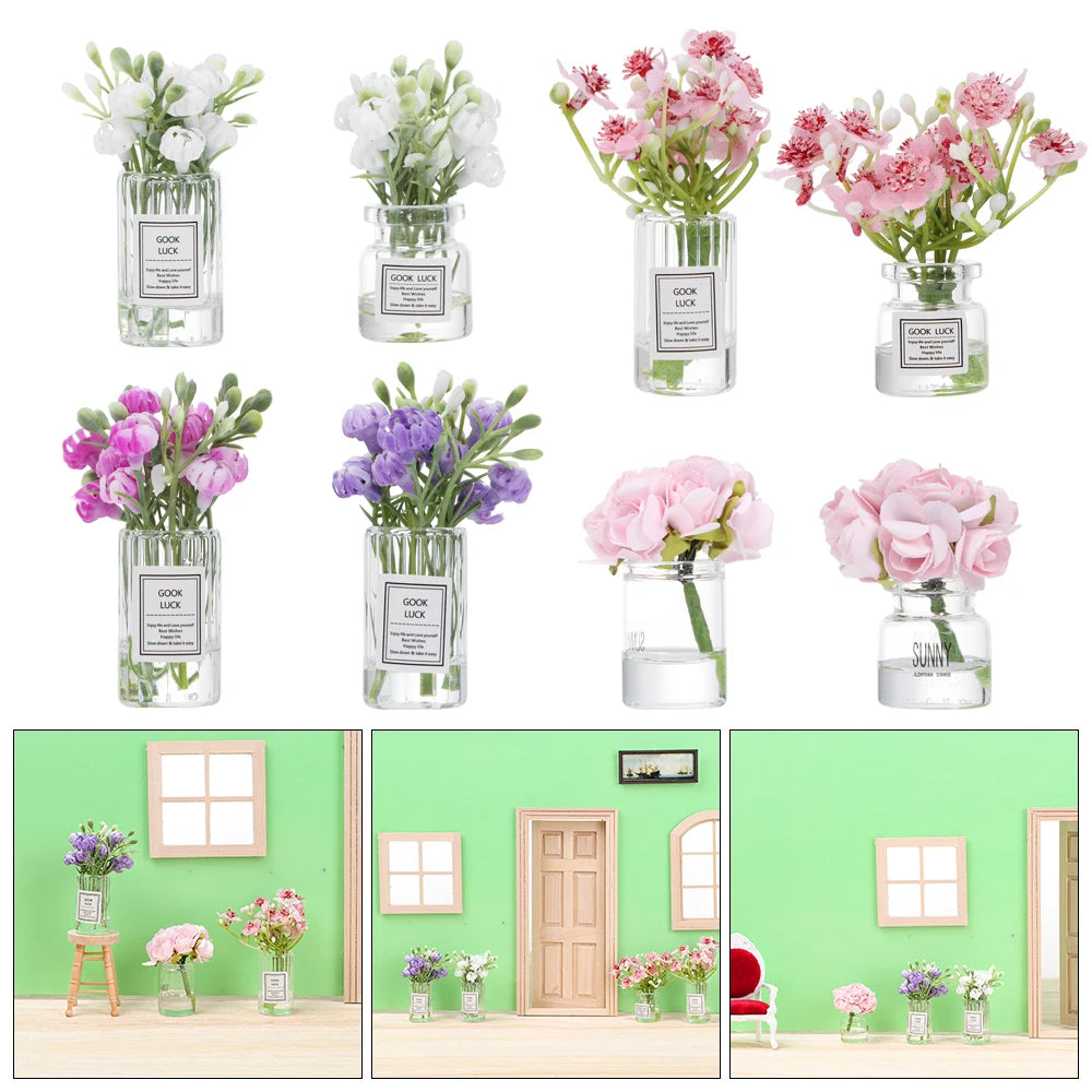vases transparents artificiels fleurs gravure minimaliste decoration maison Pods