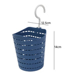 paniers suspendus perforés bleu blanc modernes crochets rangement salle bain cuisine