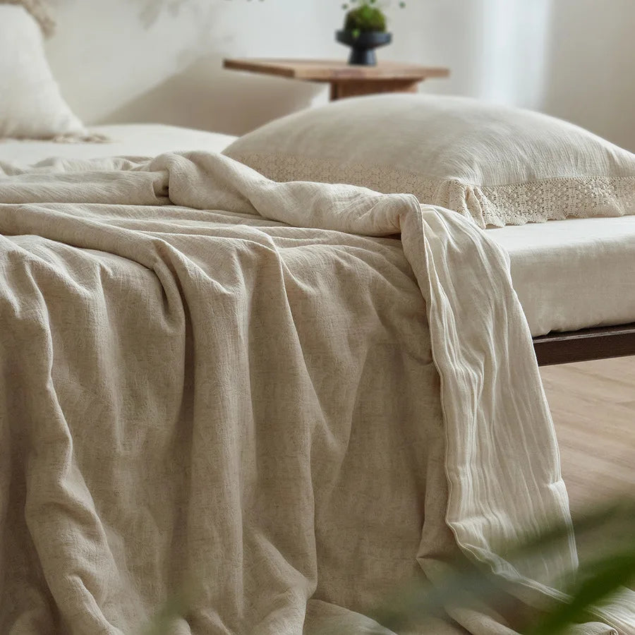 Détail de la dentelle Jacquard brodée sur la couette d'été
