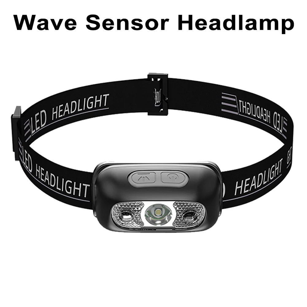 lampe frontale led rechargeable bande ajustable mode haute luminosité pêche camping