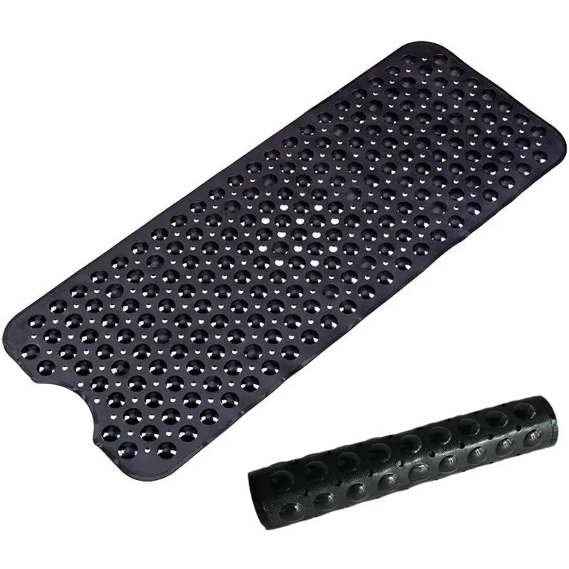 tapis bain antidérapant noir texturé ventouses drainage salle bain