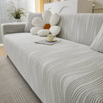 housse canapé moderne polyestère rayures horizontales beige gris clair lavable machine 90 300cm