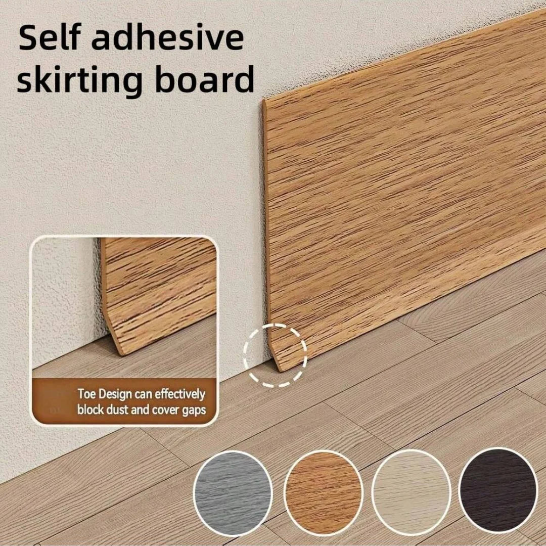 plinthe auto adhésive texture bois moderne gris rouge 2m 8cm pvc