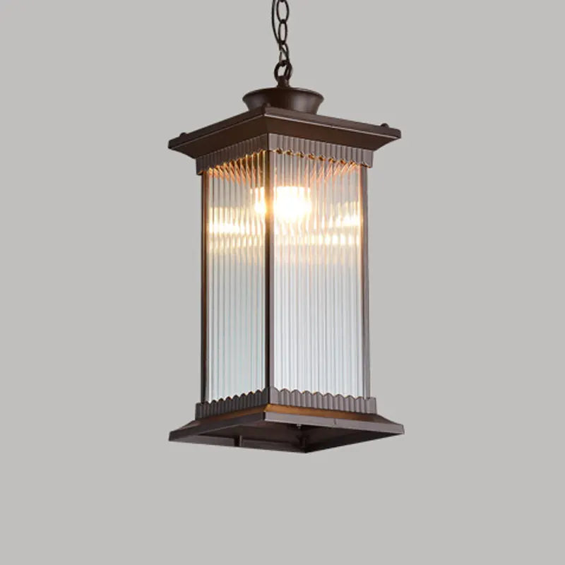 lampe suspendue marron foncé transparente classique rayures verticales chaîne salon étude chambre hall
