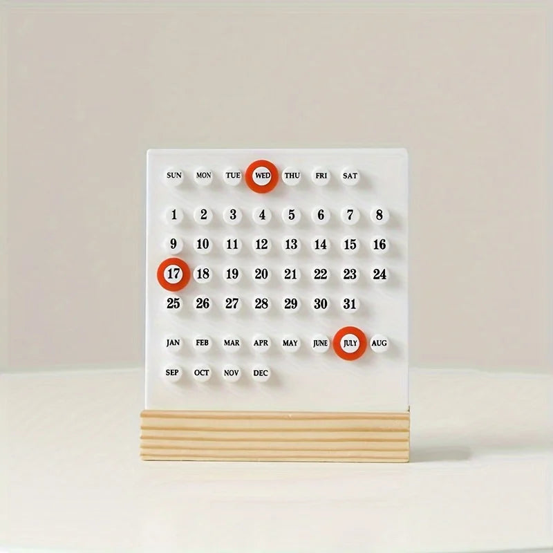 calendrier minimaliste moderne adhésif numéroté couleur blanche noire rouges oranges beige