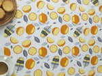 tissu coton imprimé citrons jaune gris moderne patchwork couture bricolage serviettes graphique ecofriendly