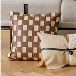 coussin patchwork marron carré moderne 45x45cm amovible lavable decoration maison