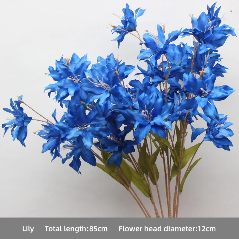 décoration événement artificielle fleurs bleu royal soie feuilles bouquets hybride ornement festifsintérieur