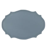 tapis table moderne bleu vert orange gris marron cuir bordure ornée respectueux environnement