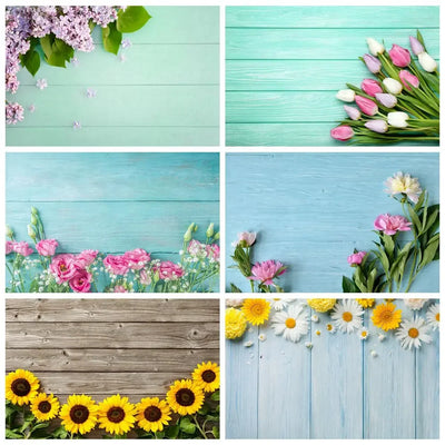 Toile de fond bois fleurs pour photos bébé sur fond blanc