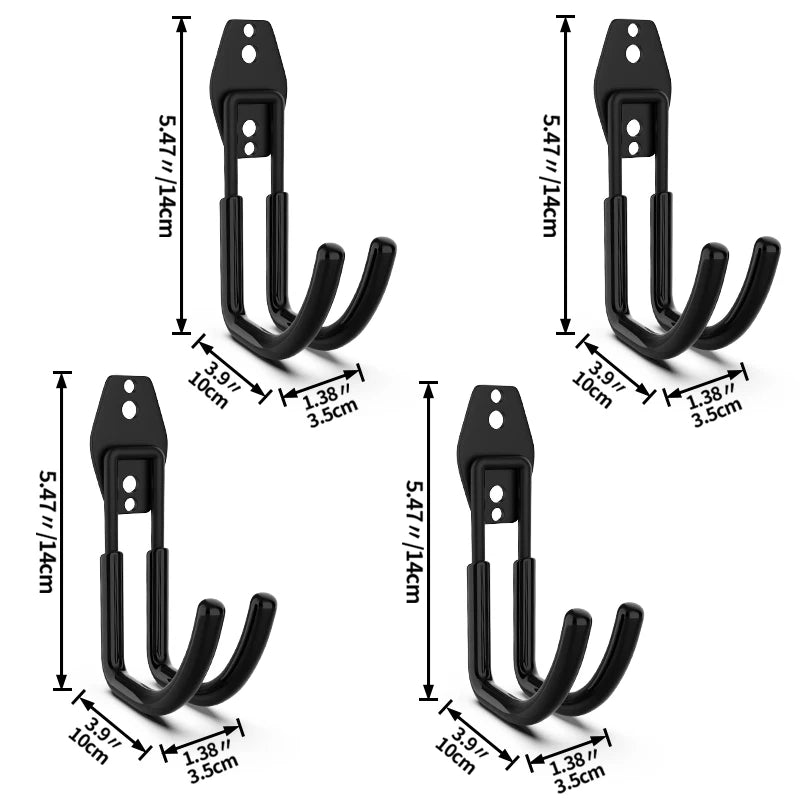 crochet mural acier noir support rangement outils garage vélo escabeau fixation vis