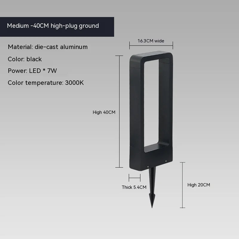 Lampe solaire moderne alliage d'aluminium led ip65 étanche noir minimaliste jardinextérieur