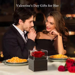 rose préservée coffret transparent tiroir collier sac cadeau rouge noir romantique élégant anniversaire valentin