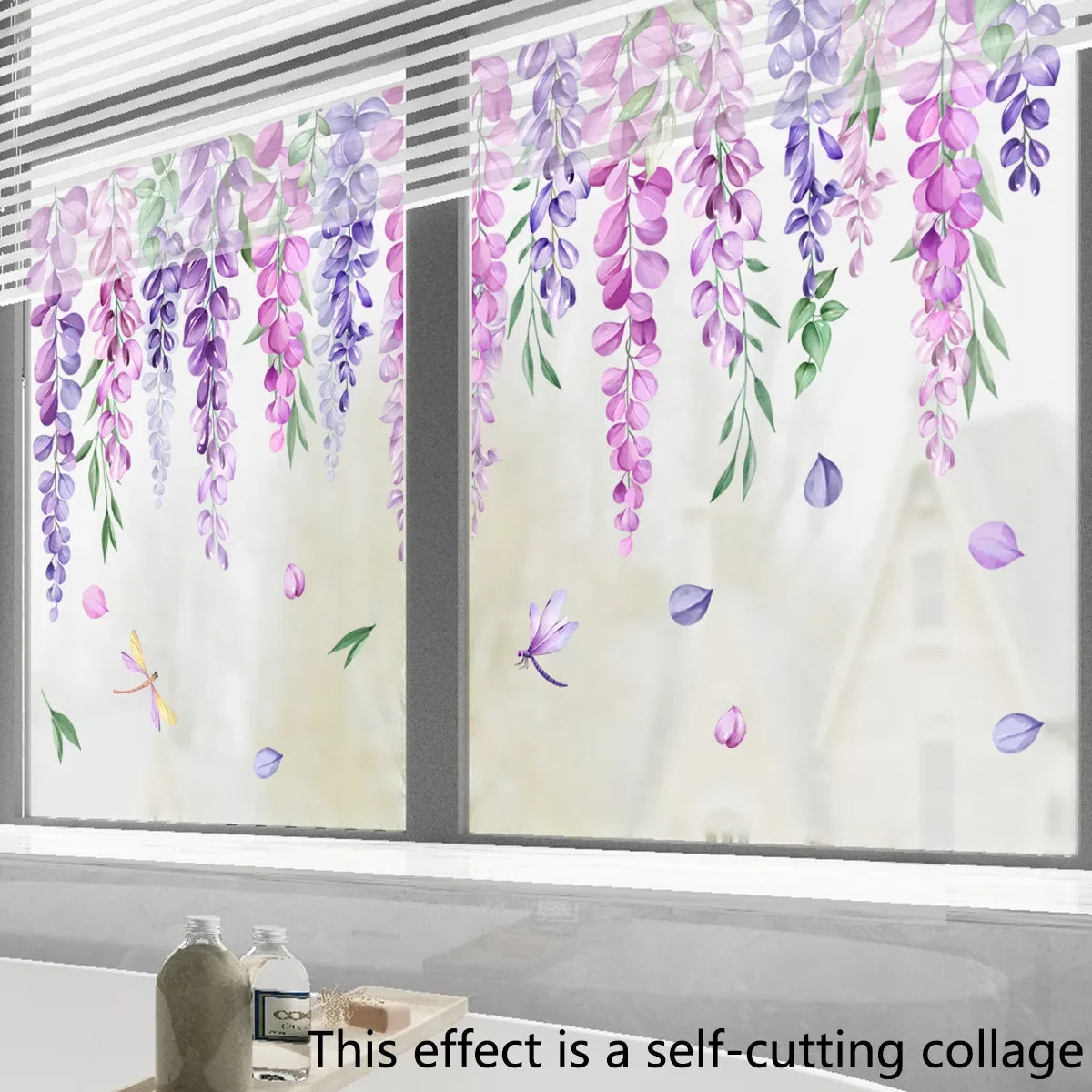 stickers decoratifs botaniques floral feuilles fleurs semi transparent adhesif fenetre mur salon