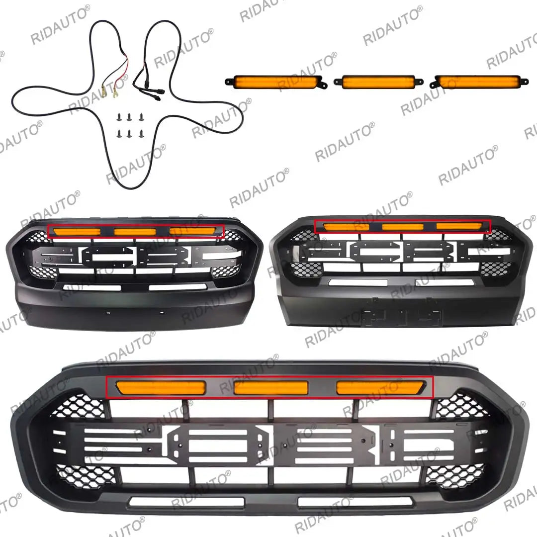 grille pare chocs noir moderne ford ranger 2015 2021 led câbles vis