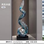 sculpture résine bleue vague moderne décoration intérieure entrée salon cadeau anniversaire nouvel an