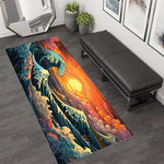 tapis moderne rose blanc bleu fleurs cerisier ondes art japonais salon chambreextérieur