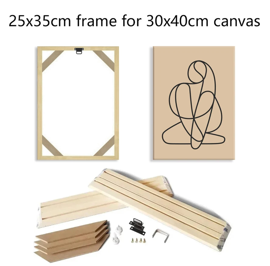 Cadre bois moderne 25x35cm toile 30x40cm clips vis abstraits decoration maison