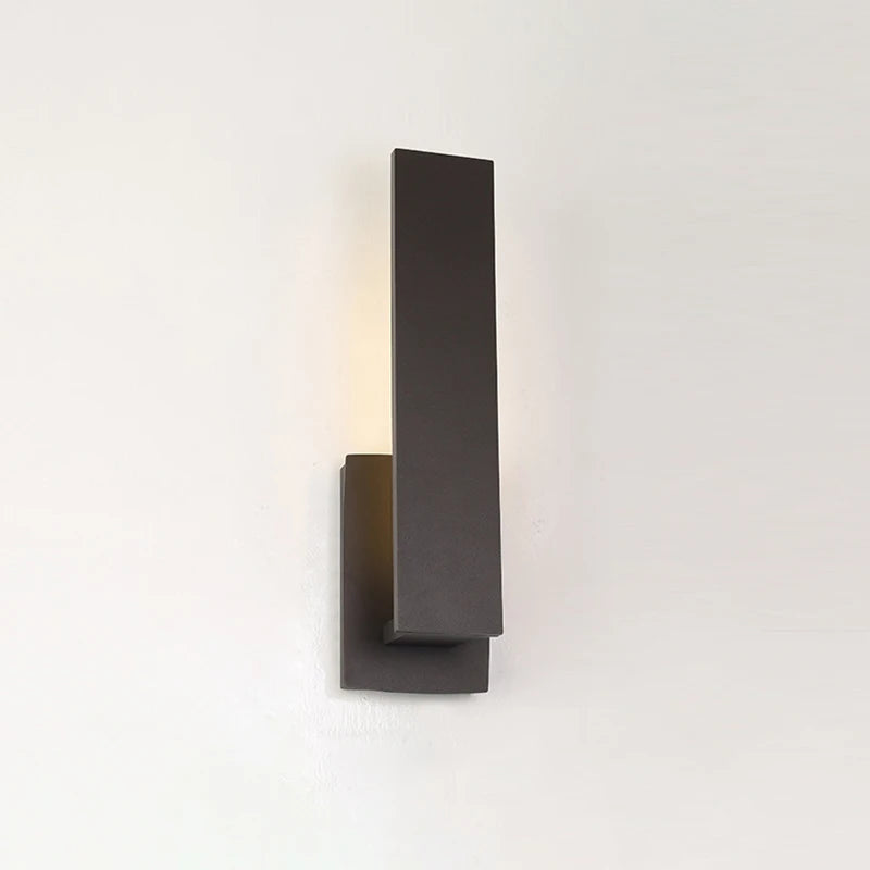 applique murale extérieure moderne aluminium noir lumiere led jaune orangé minimaliste fixations murales