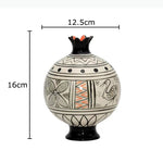 vase art déco oiseau stylisé motifs géométriques noir blanc orange