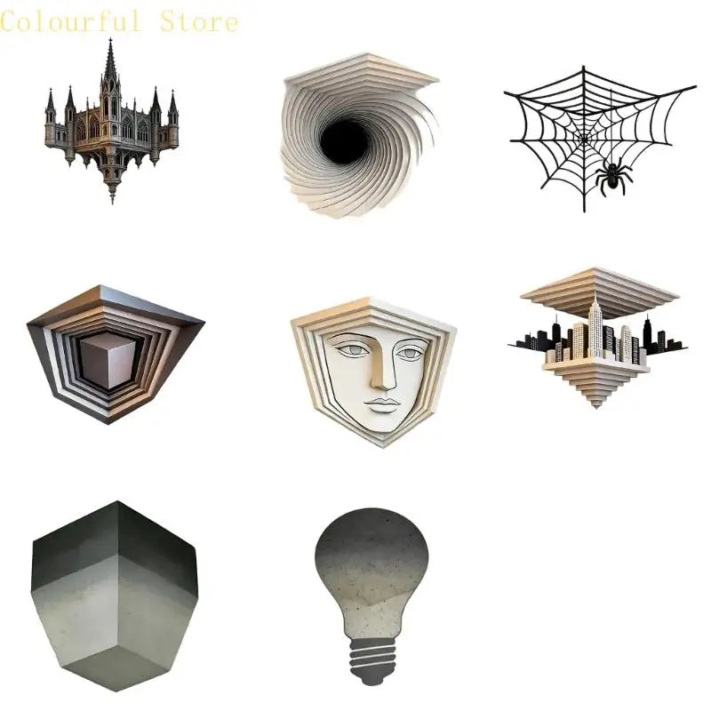 autocollants illusion 3d architecturaux geometriques moderne noir blanc gris