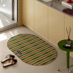 tapis vert marron bleu rayures diagonales moderne antidérapant absorbant eau salle bain intérieur voyage