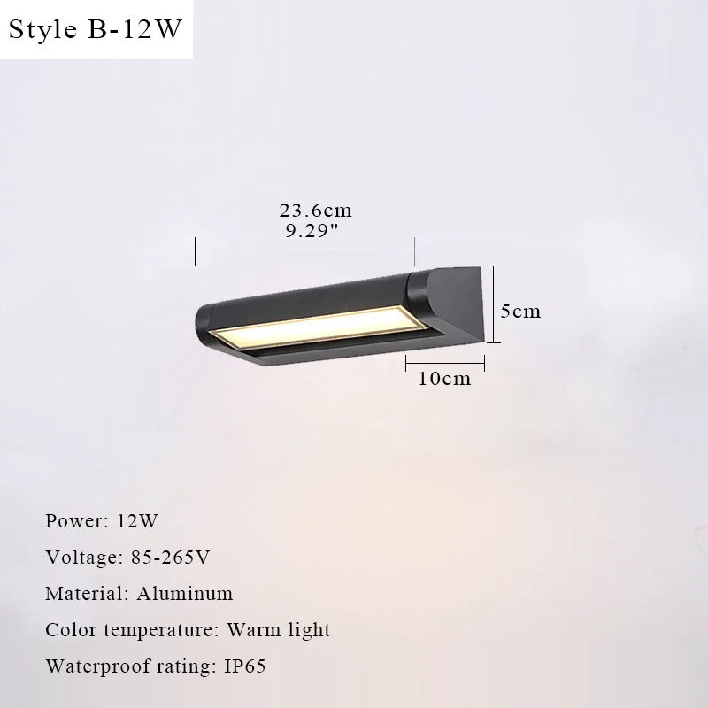 éclairage led moderne extérieur mural noir jaune 12w 18w 30w certifié ul rohs fcc