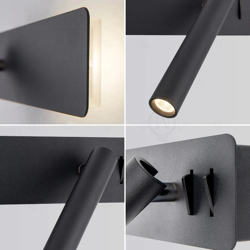 lampe murale led bras articulé moderne noir blanc minimaliste fixée mur