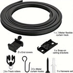 rails rideaux flexibles pliables tige arc noir moderne clips rondelles instructions