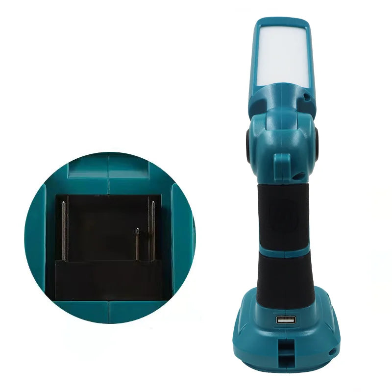 lampe torche led rechargeable bleu clair noir moderne clip charge usb makita