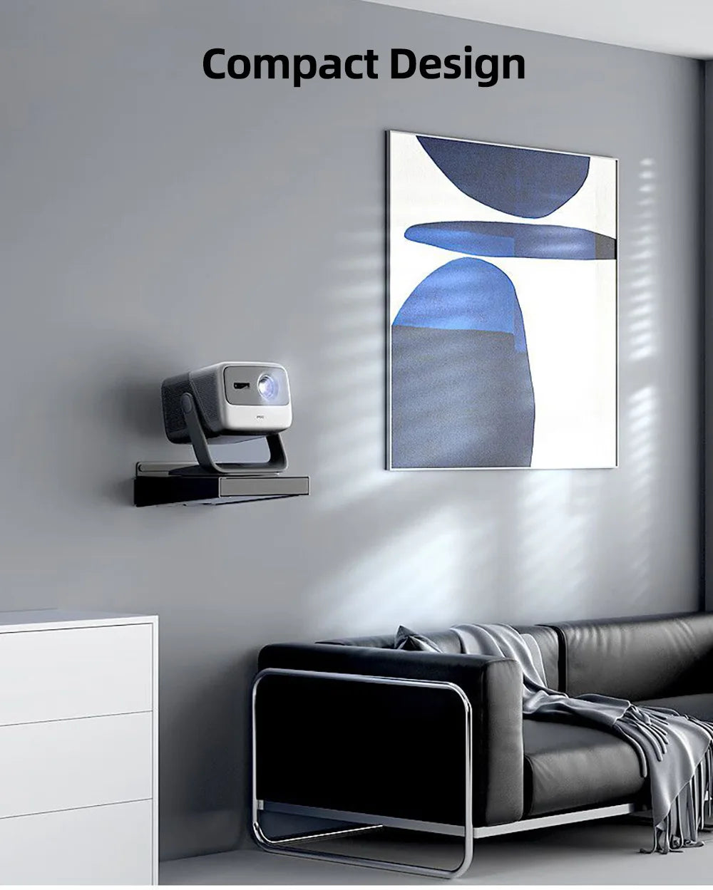 support projecteur réglable 25 65cm gris métallisé lisse moderne câble intégrérotation 360 độ