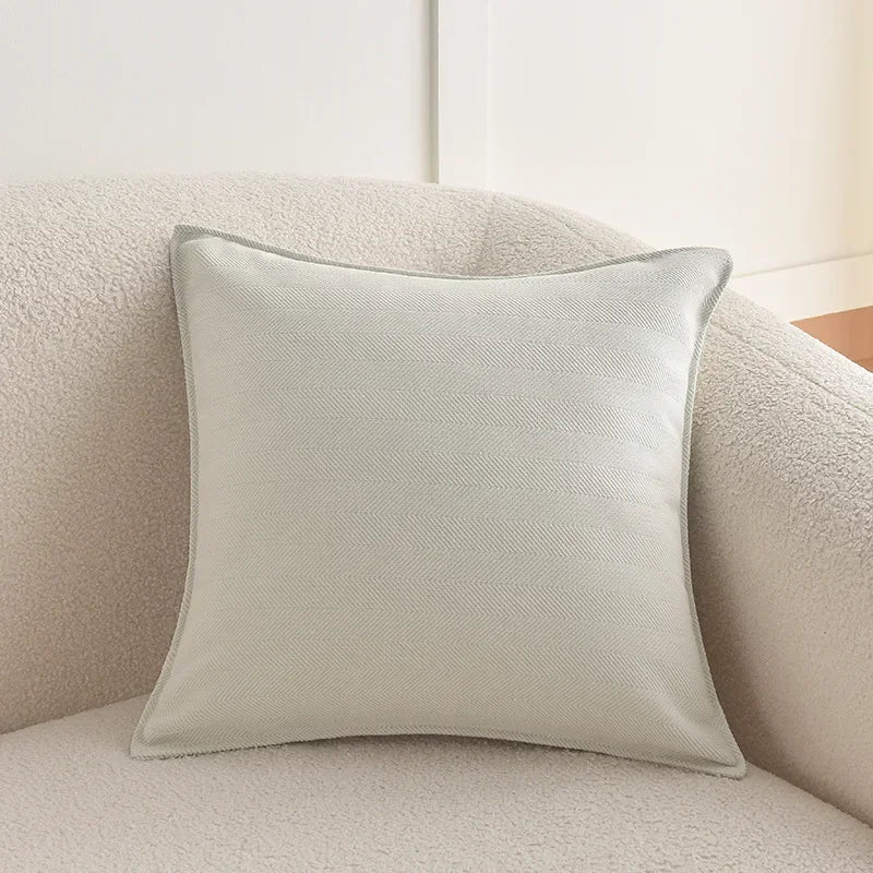 housses coussins chenille 45x45cm beige vert bleu gris texturées moderne opaques fixation invisible