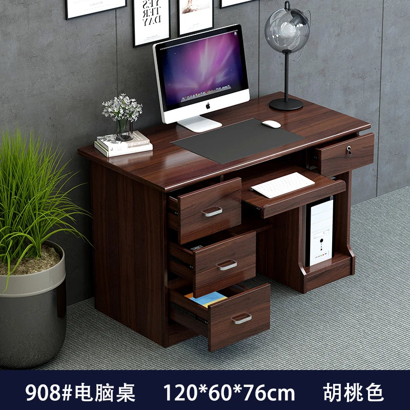 bois massif moderne marron foncé table travail informatique épuré intérieur maison