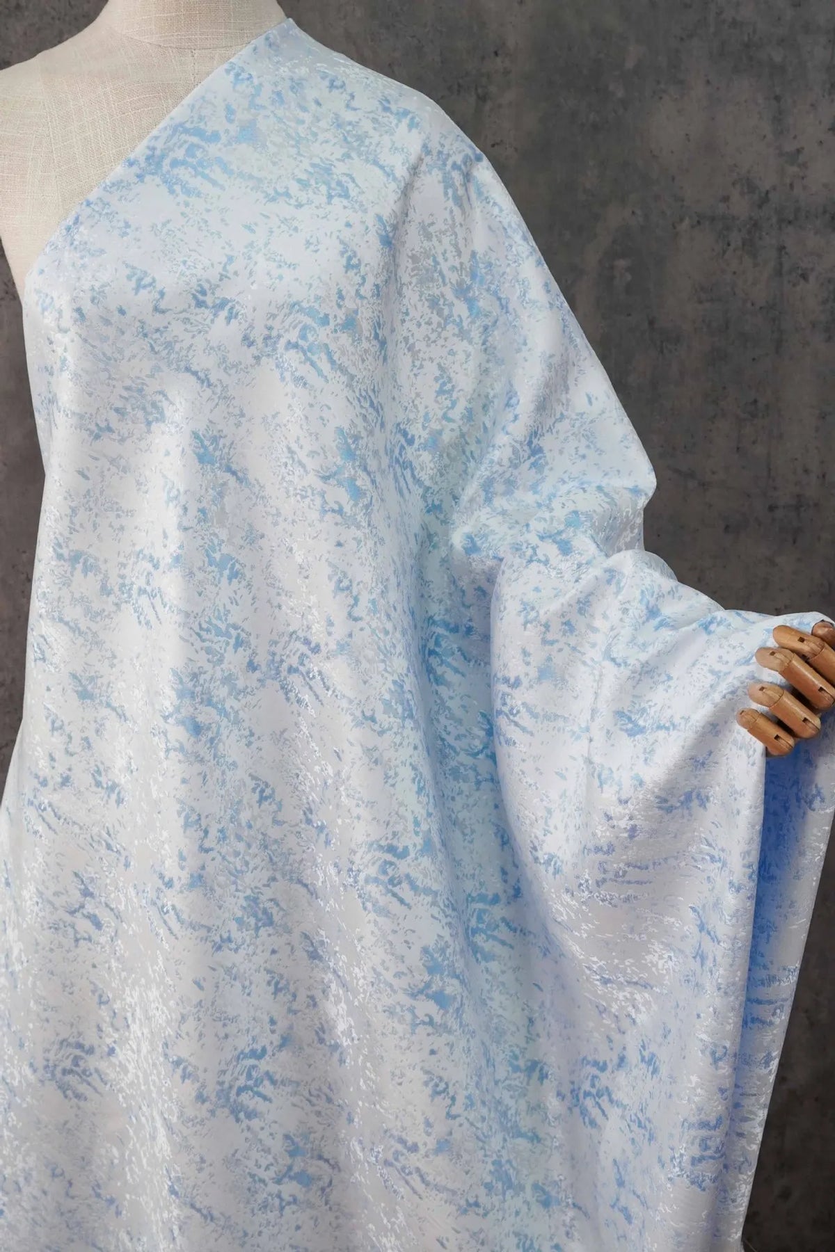 tissu brocart polyester vert menthe bleu clair beige moderne élégant texture marbrée résistance intempéries