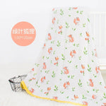 couverture bébé deux couches coton bambou motif floral moderne opacité verte blanc roseclair