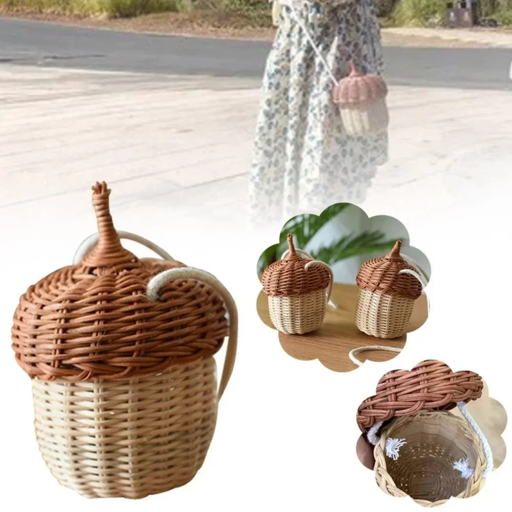 panier tressé osier beige rustique naturel sac épaule cordelette blanche femme