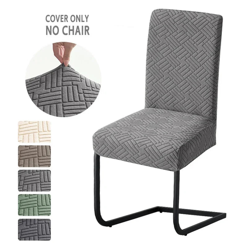 housse chaise moderne gris clair motif géométrique spandex polyester extensible ajustable