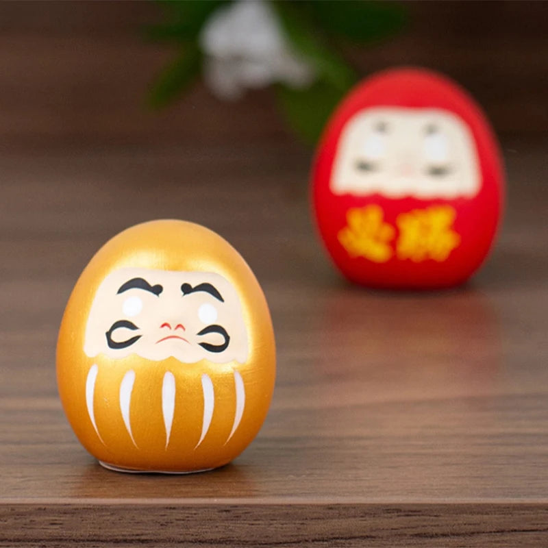 statuette japonaise daruma orange rouge noir vert violet rose blanche bonheur traditionnelle maison