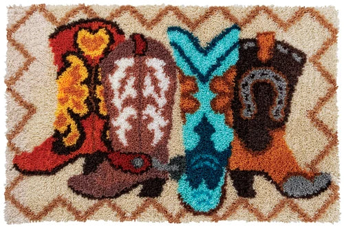kit tissage tapis artisanal fil couleur grille guide création décoration maison motif fleurs coeur