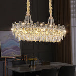 lustre pendentif cristal transparent feuilles dorées salon étude classique 2000 82000lm 90 260v