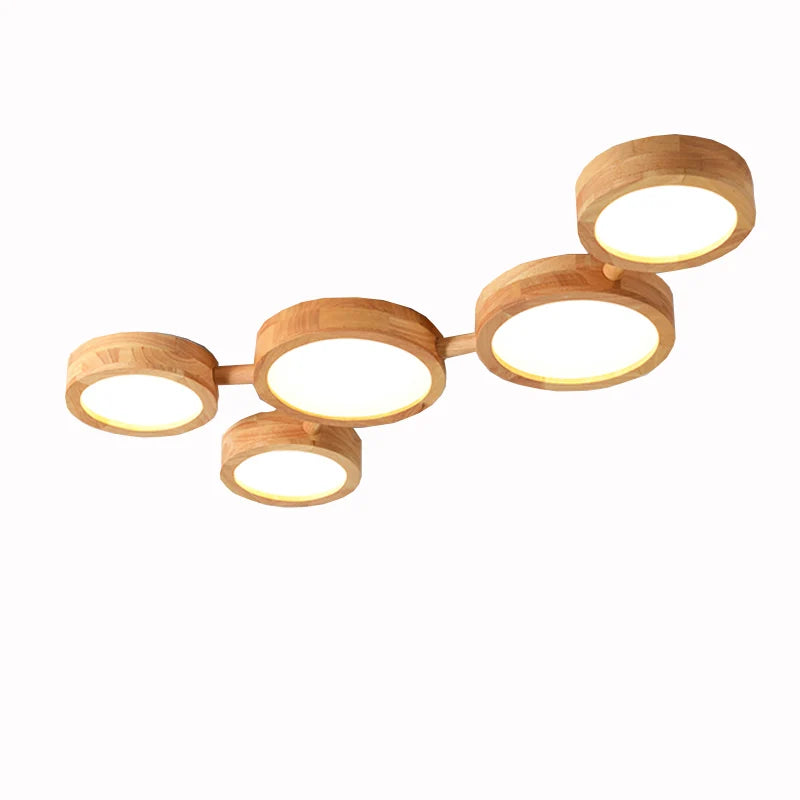 plafonnier bois massif moderne éclairage surface rond led naturel minimaliste