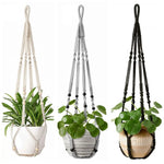 support plante suspendu macramé boho blanc beige noir artisanal anneau pot plante