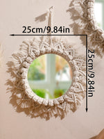 miroir boho macramé franges chambre salon décoration murale artisanale blanc beige