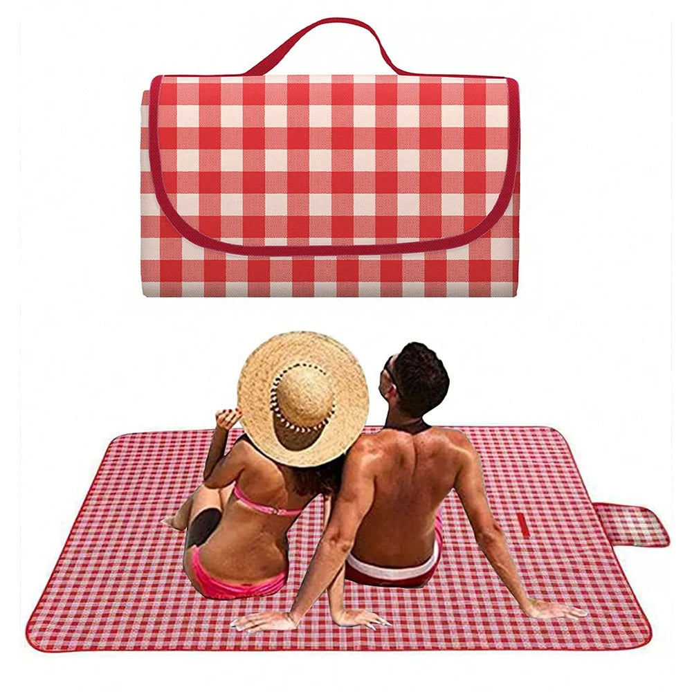 serviette pique nique carreaux rouge blanc moderne poignée amovible non toxique confortable léger plein