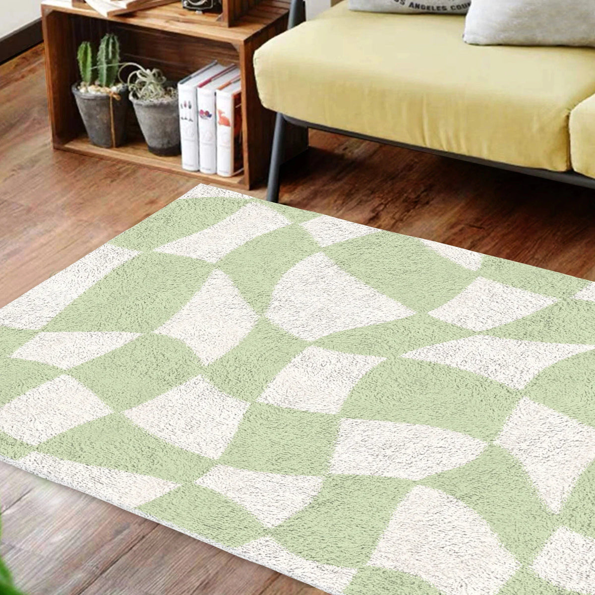 Tapis vert sauge doux en polyester pour chambre