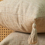 coussin carré rustique americain tassel texture tissée lavable vert jaune rose gris beige