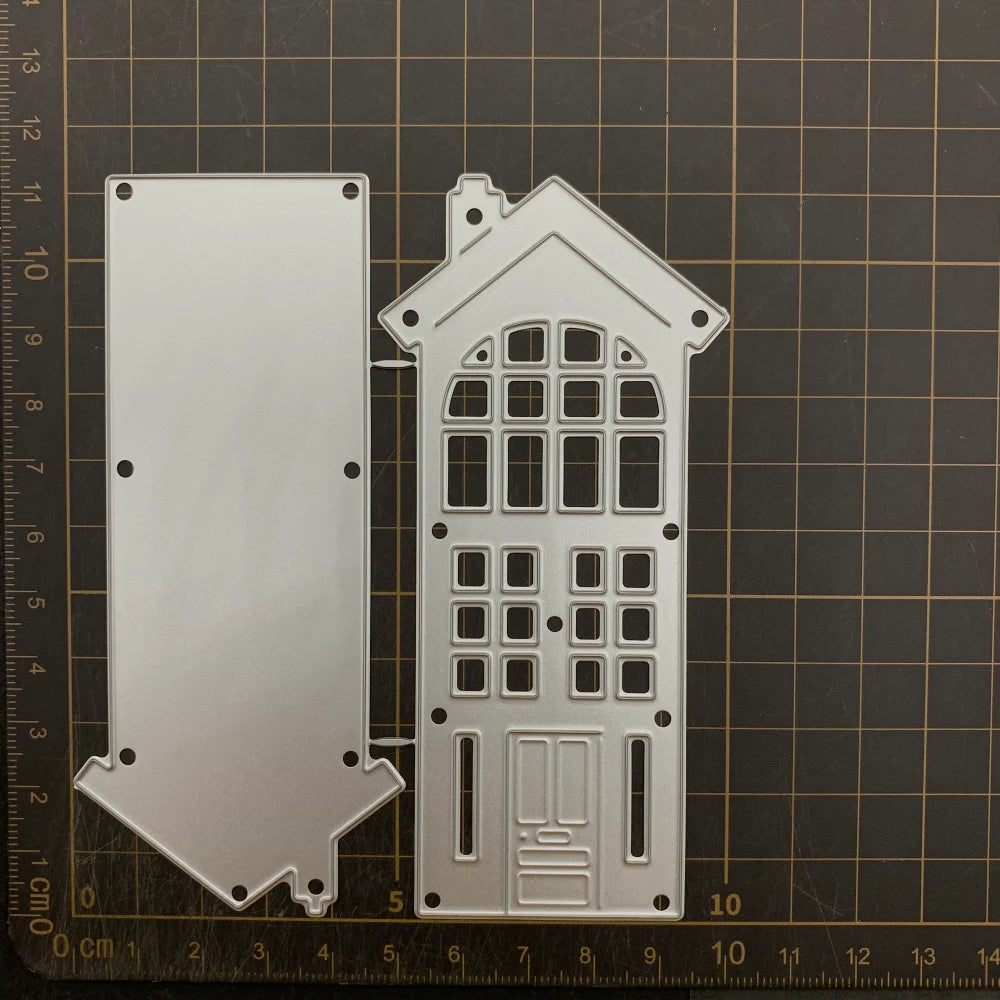 plaque découpée scrapbooking motifs architecturaux fenêtres toits blanc architectural papier cartonné